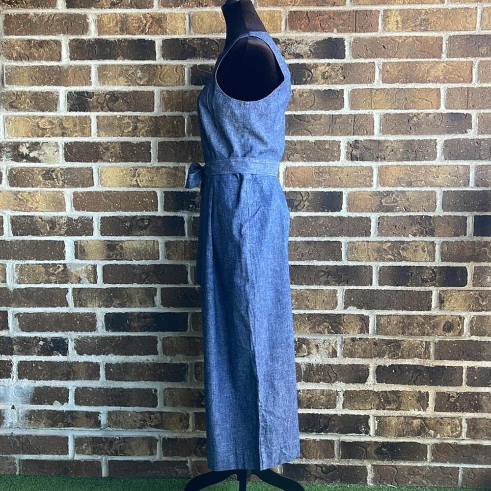 Banana Republic Blue Linen Blend Chambray Wide Leg Cropped Jumpsuit - Picture 5 of 14